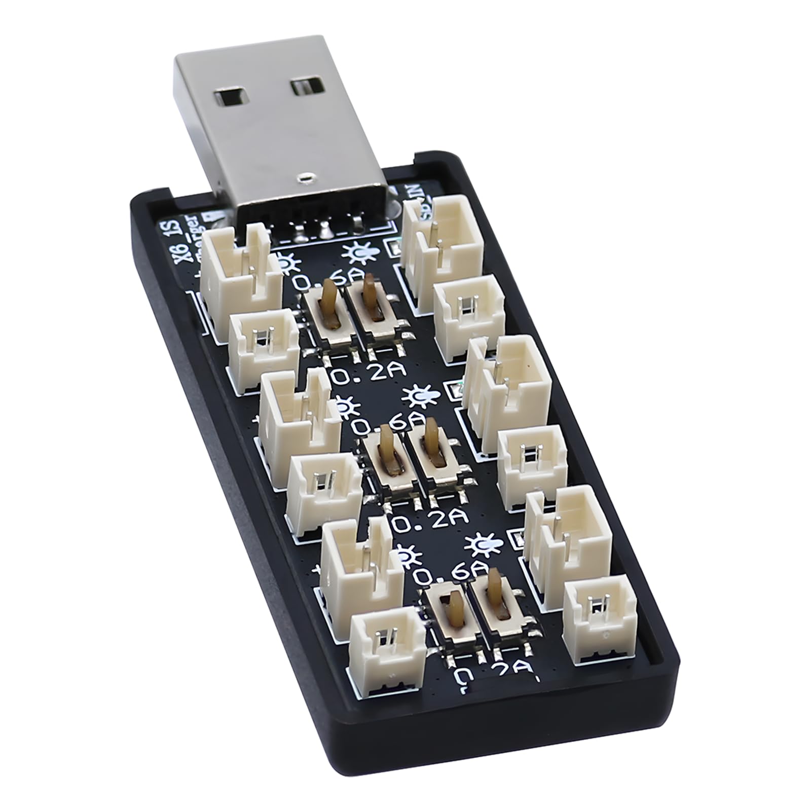 1S Lipo Akumulator LiHV Ładowarka - 3.7V/4.2V Ładowarka do Akumulatorów Lipo z USB 6 Kanałów i Mikro JST 1.25 JST-PH 2.0mm Złącze dla Tiny Whoop Blade Inductrix FPV E013 E010 JJRC H67 H36