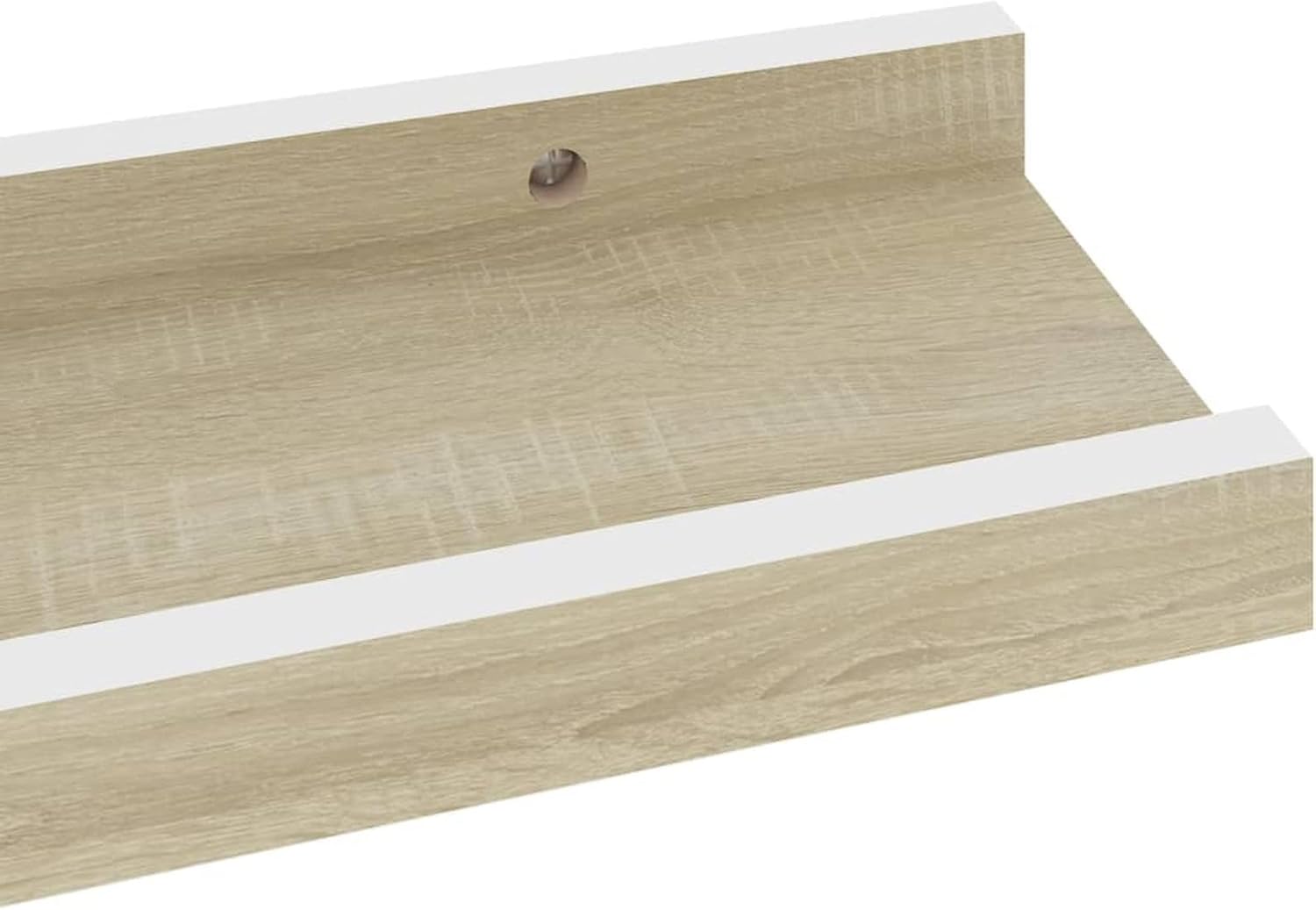 Homgoday Wall Shelves Set of 2 White and Oak Sonoma 40 x 9 x 3 cm, Wooden Floating Shelves Invisible Fixing, Decorative Storage Shelves, Ideal for Living Room, Bedroom