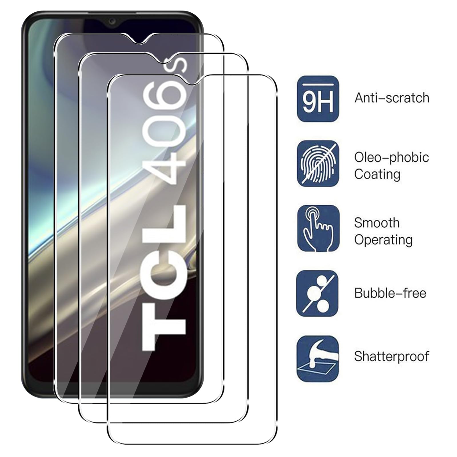 3 Pellicole In Vetro Temperato Per TCL 20 R 5G – REY Premium 9H Anti-impronta - 3