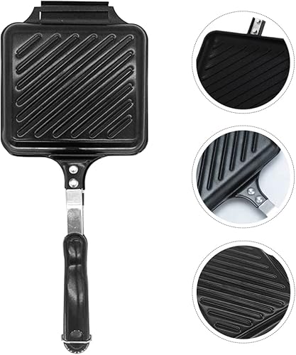 Miniatura 9 de BESTonZON Sandwichera antiadherente para sándwiches, sartén de hierro fundido, olla de prensa Panini de doble cara con asa para el hogar, cocina,