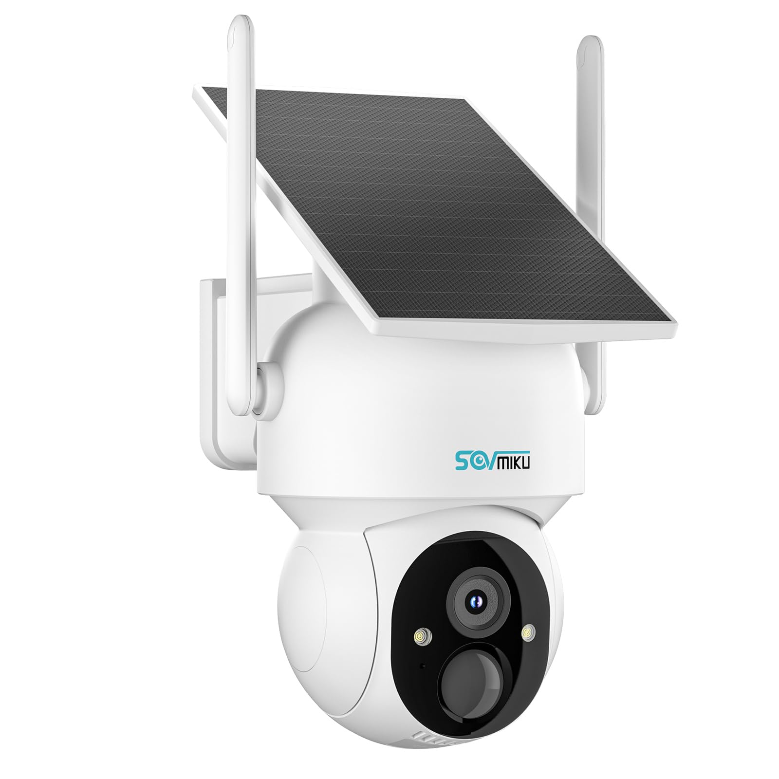 【ソーラー一体型&完全無線】Sovmiku 8000mAh容量・防犯カメラソーラー ワイヤレス防犯カメラ 配線不要 400万画素 双方向音声 屋外/屋内対応 USB充電/ソーラーパネル充電可能 IP65防水 アプリ警報 人感センサー 暗視 夜間カラー センサー発光 ネットワークカメラ 2.4GWiFi対応 遠隔監視 スマホ操作 iOS/Android