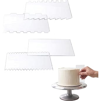 Cake Scraper Pack of 4 Cake Spatulas for Smoothing Cake Scraper Cake Spatula Cake Smoother for Mousse Buttercream Cake Decoration Beginners Professionals