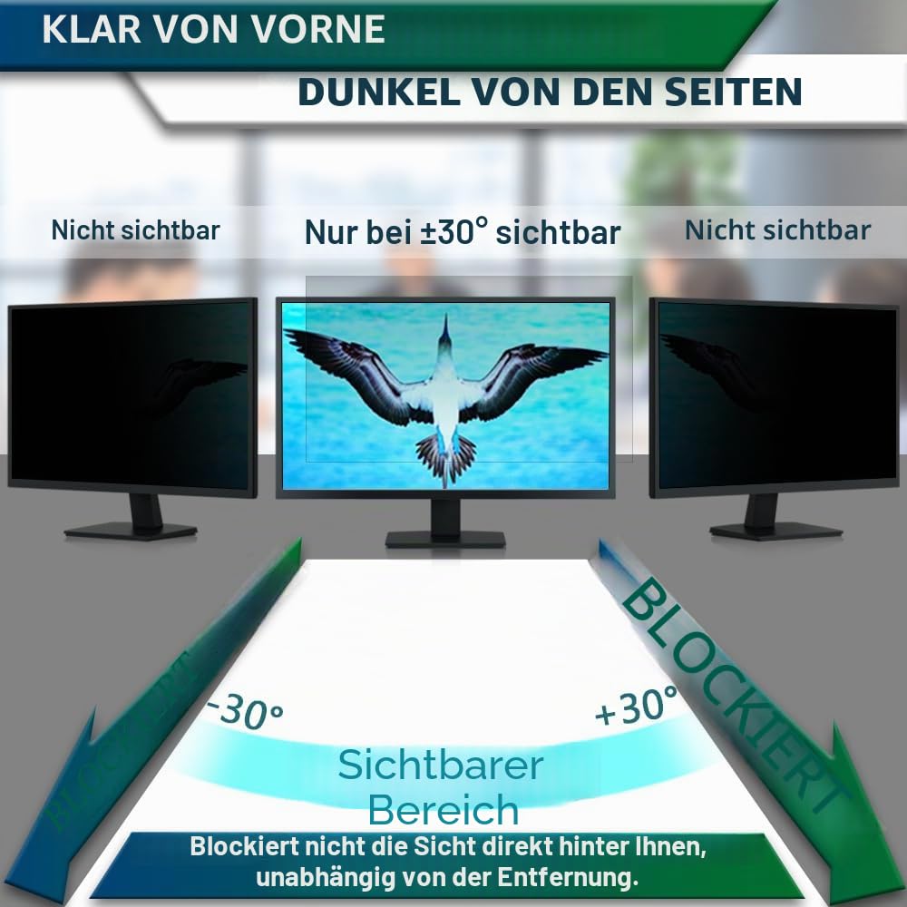 STARY 24 Zoll Monitor 16:10 Blickschutzfolie Seitenverhältnis, Anti-Blaulicht Displayschutz, 24 Inch Abnehmbare Privacy Screen Filter, Blendfreie Schutzfolie
