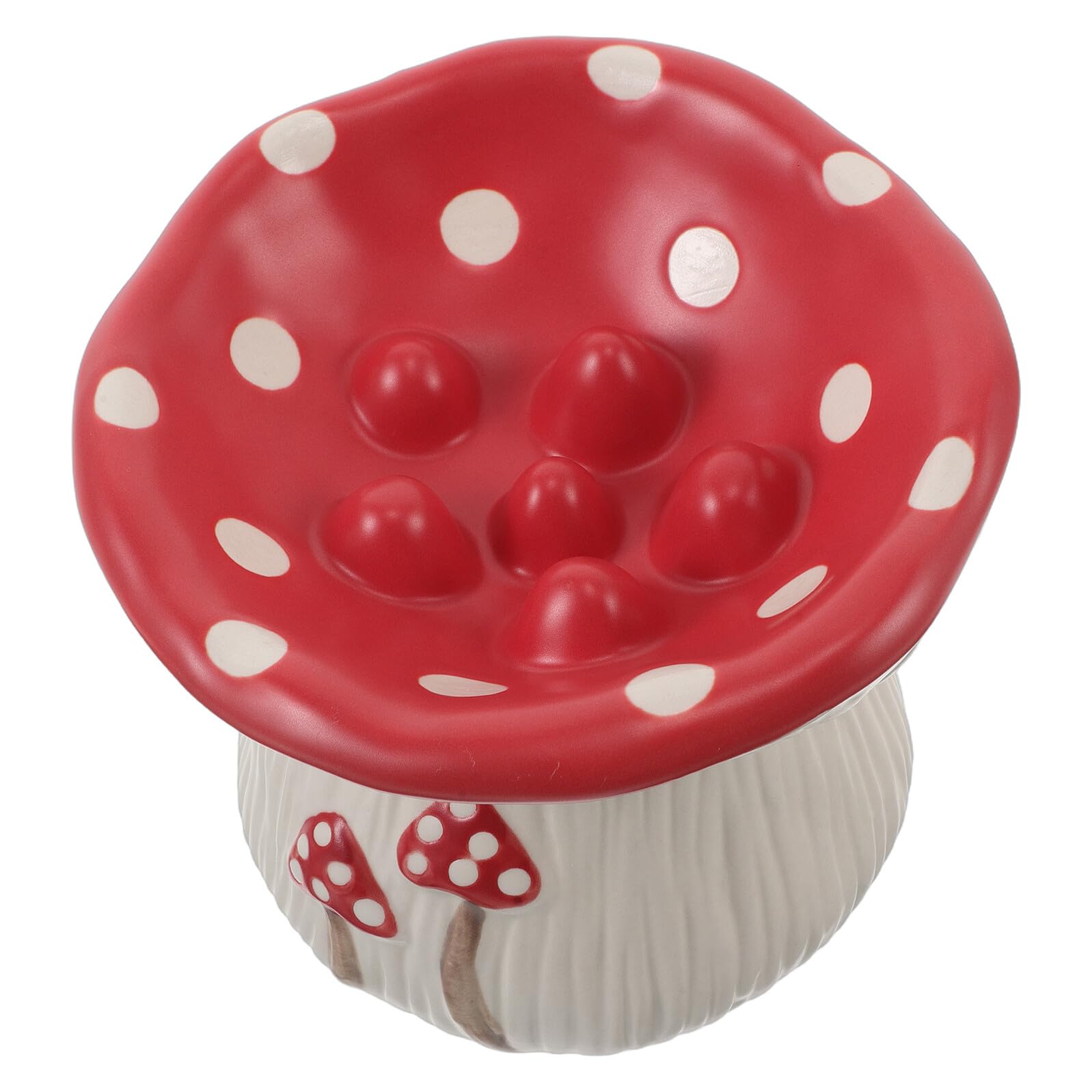 Gamelle Surélevée en Céramique de Champignon, Bol Peu Profond pour Petits Chiens et Chatons, Anti-vomissements Fond Antidérapant, Bol Mignon pour Nourriture et Eau, Gamelle Slow