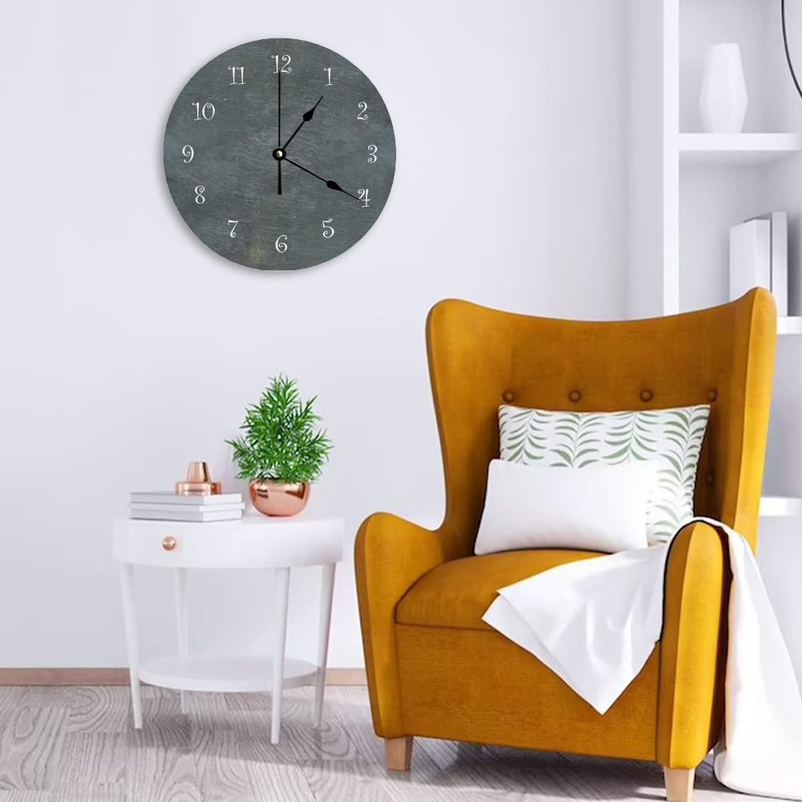 Horloge Murale Noire Silencieuse - Sans Tic-Tac - Diamètre 30 Cm - Décoration Cuisine/Chambre