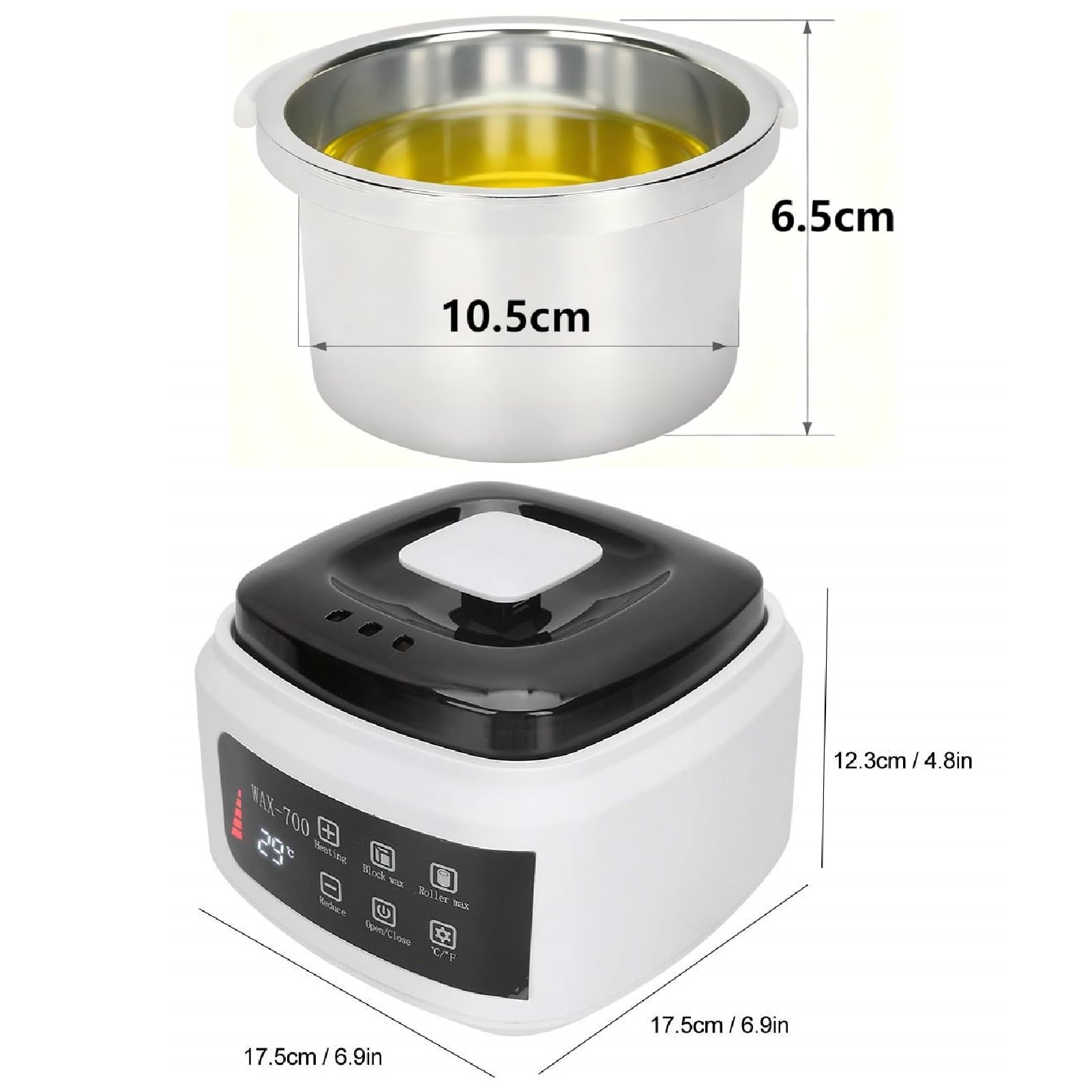 Scalda Cera Professionale Elettrico 120W per Tutti i Tipi di Cera, Controllo della Temperatura Regolabile con Termostato Waxmelt Macchina, Contenitore rimovibile da 500 ml