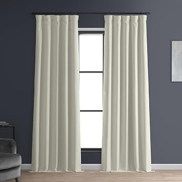 HPD Half Price Drapes Solid Thermal Insulated Blackout Curtains for Bedroom 84 Inches Long Curtain 1 Panel Signature Blackout Linen Window Curtains for Living Room, 50W x 84L, Off White