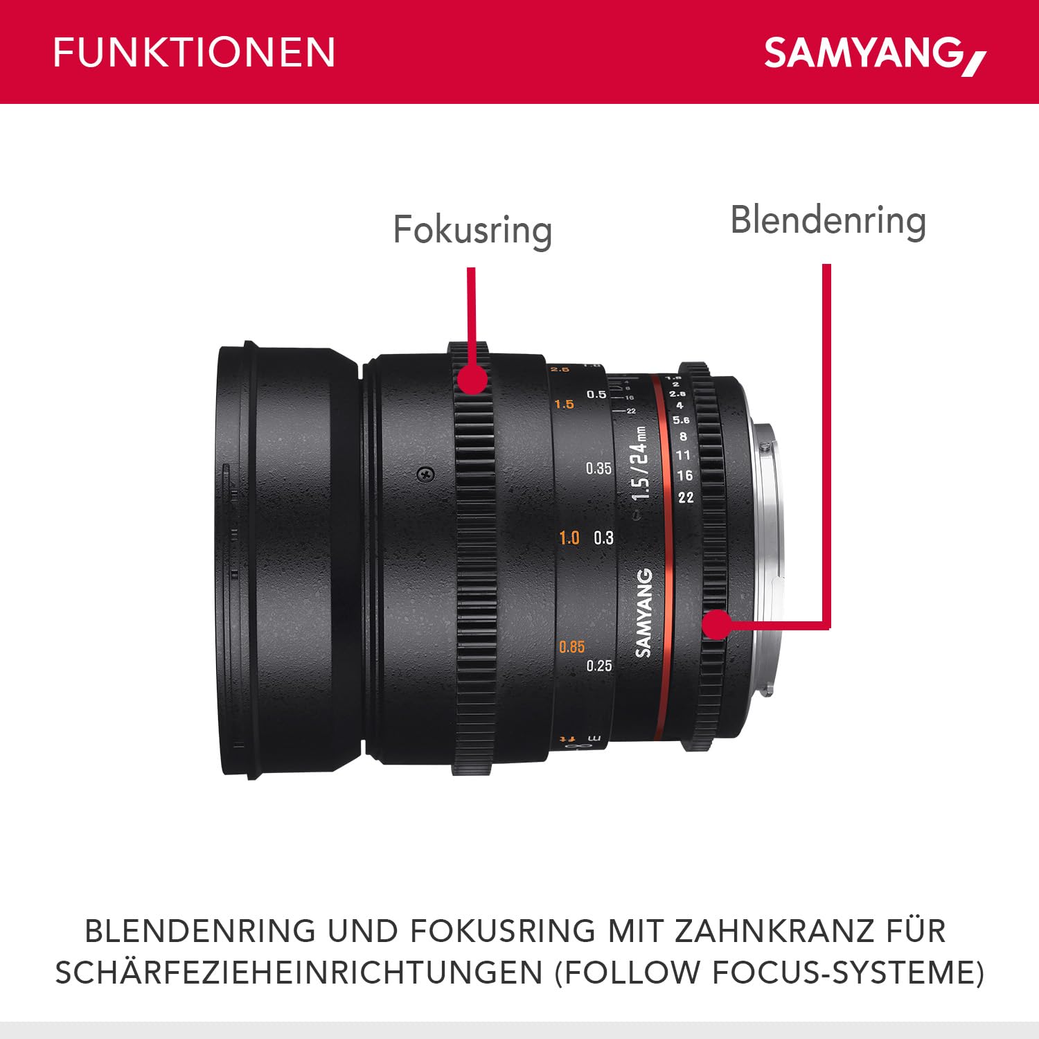 Amazon | SAMYANG 24mm T1.5 VDSLR ED AS IF UMC II ソニーαE用