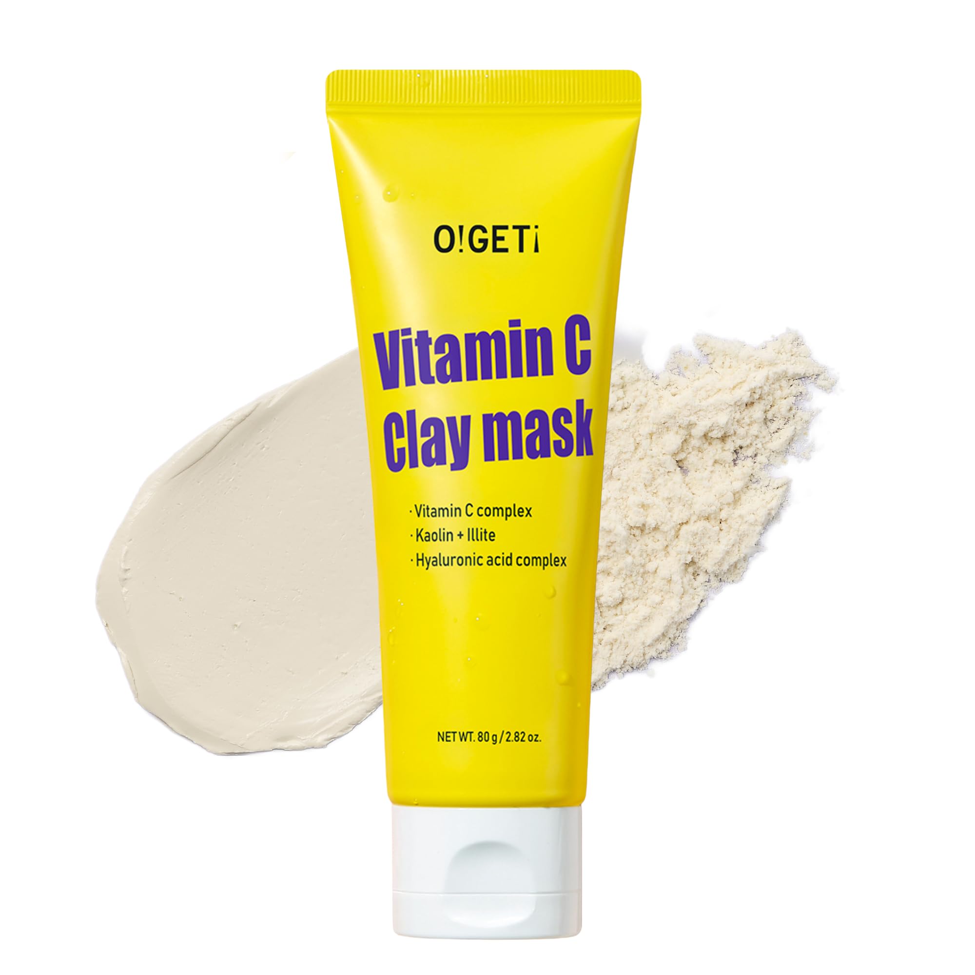 Vitamin C Clay Mask, Hydrating & Brightening Face Mask, Fermented Natural Clay, Kaolin & BHA, Upcycled Green Tangerine, 2.8oz