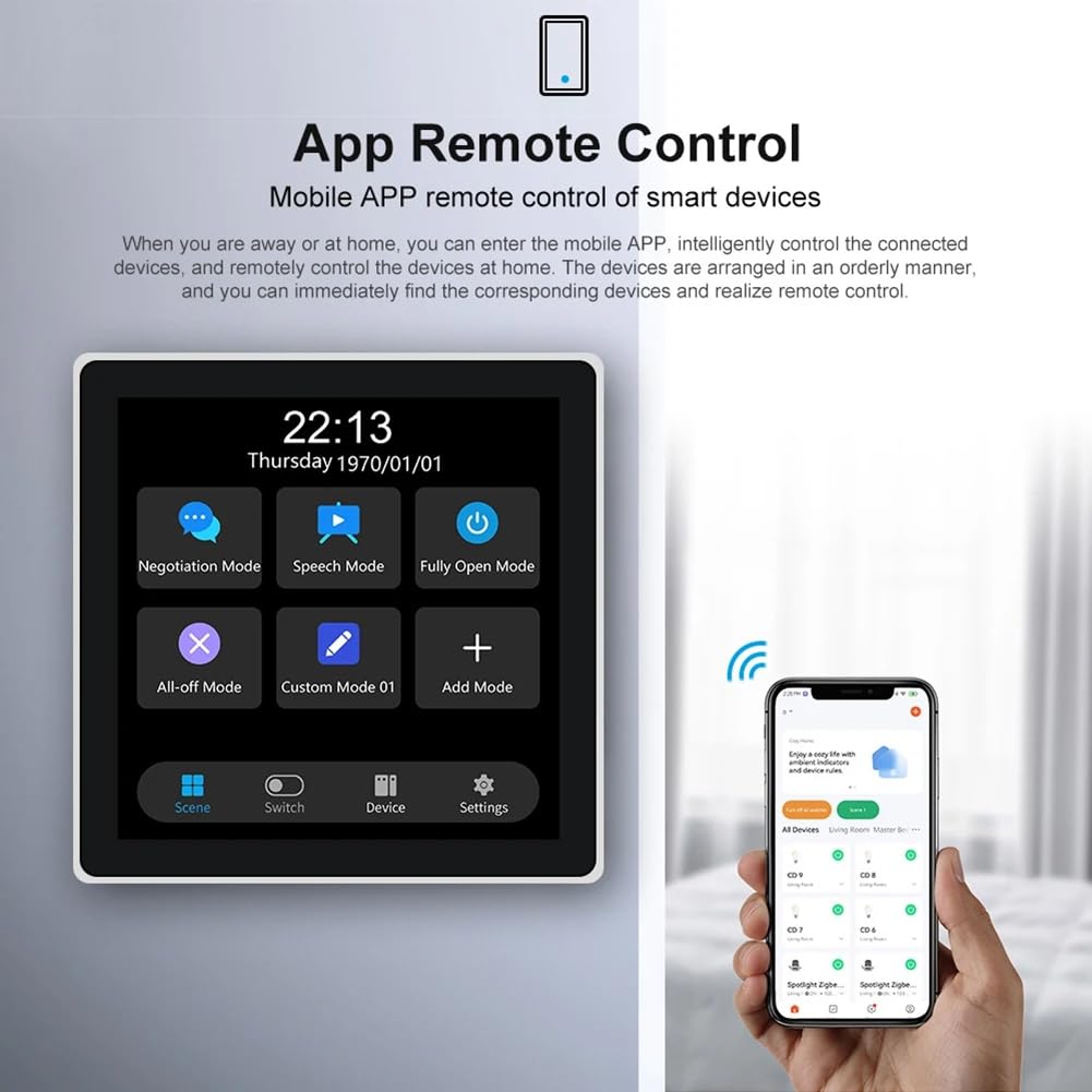 Tuya T3E Panneau de Commutation à Écran Tactile Panneau de Contrôle Intelligent EU Interrupteur Mural Intelligent Zigbee pour Maison Intelligente, Blanc