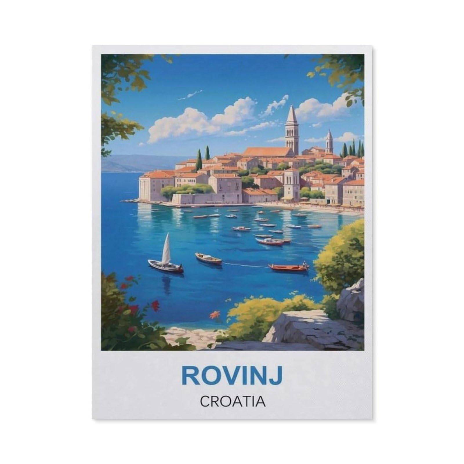 Vintage Metal Tin Sign，Rovinj Croatia(15x30cm）