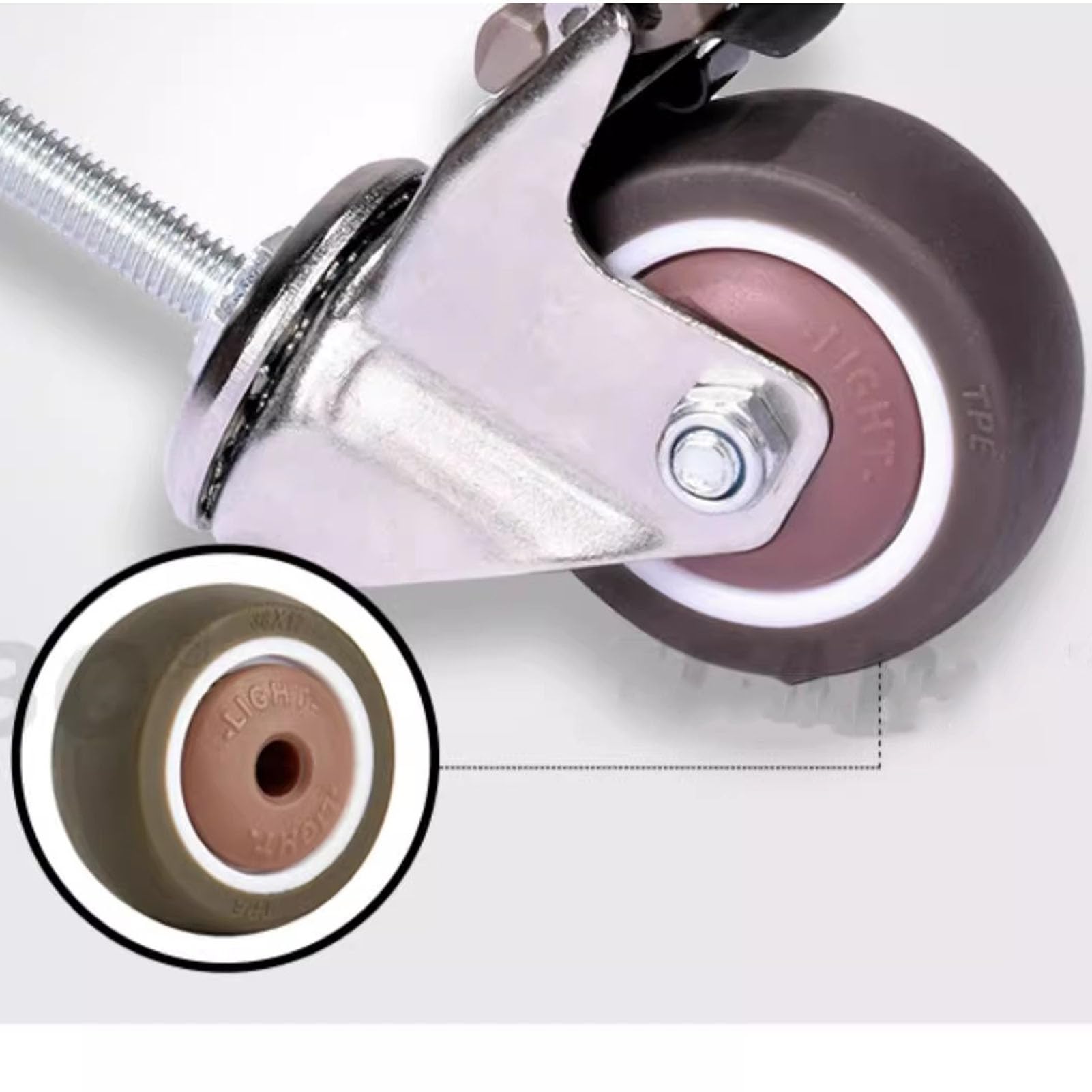 2 Pulgadas 50mm Ruedas M8 x 50mm Rosca Muebles Ruedas silencioso con articulación Universal for Trabajo Pesado de Goma con Freno for la Carretilla Cuna del Vino de la Compra 200 kg - 4PCS (Tornillo) | Ruedas de repuesto para muebles de coche, 200 kg, con