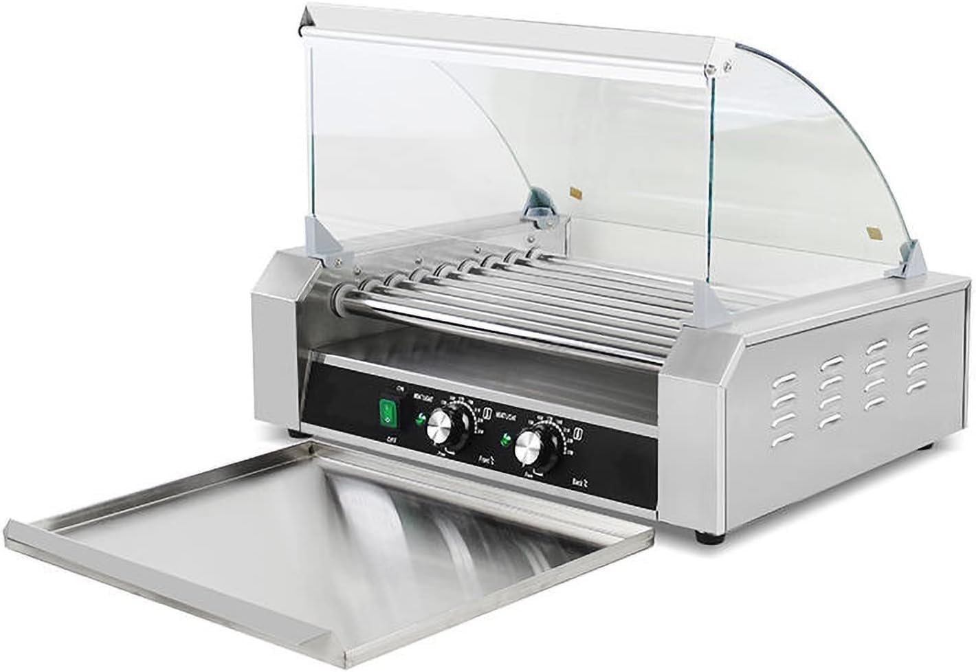 Macchina per grill a rullo per hot dog, 7 rulli per salsicce automatica con doppio controllo della temperatura, perfetta per uso commerciale e feste barbecue
