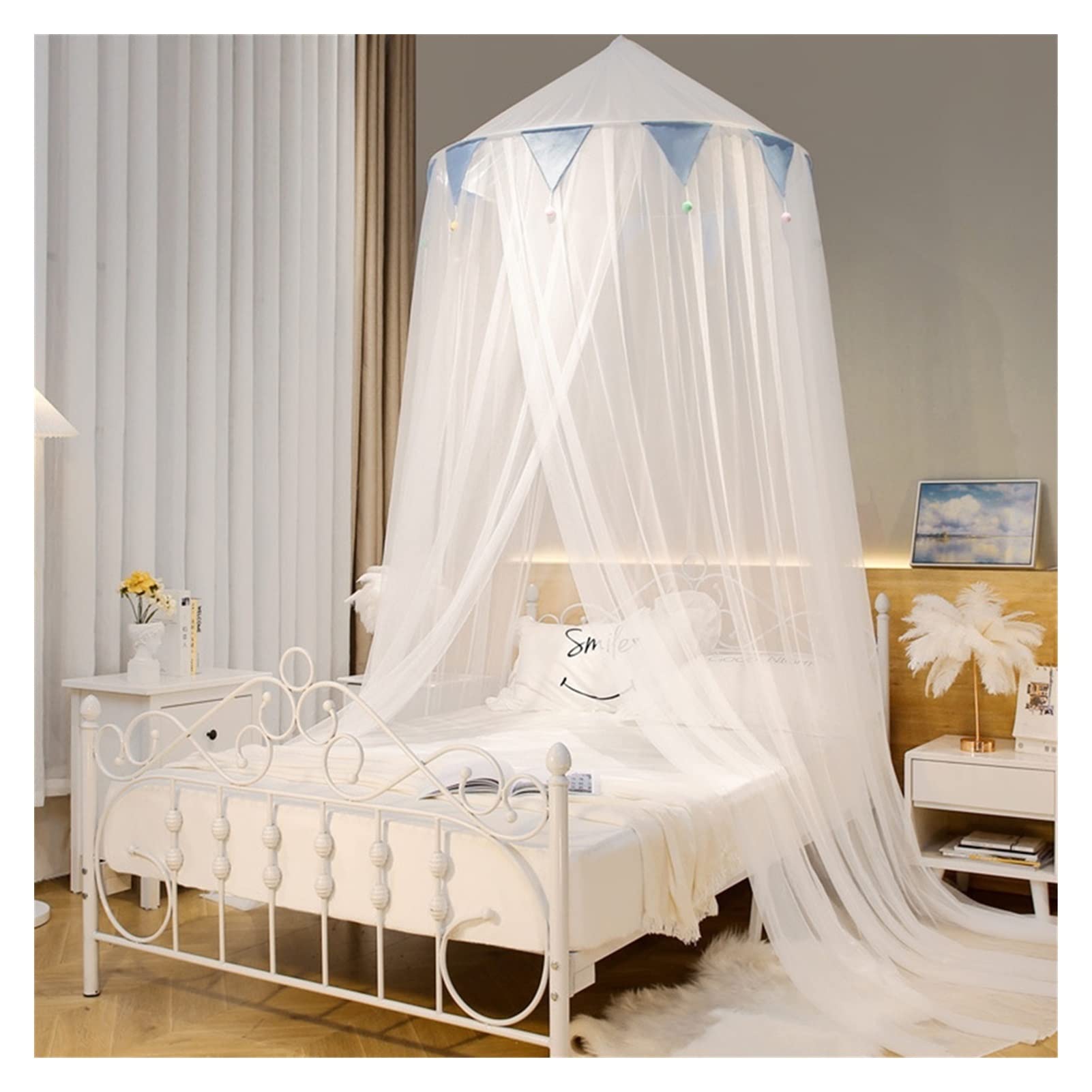 DXTFDHB Bed Canopy Dome Sheer Mesh Bed Curtains - Anti-Mosquito Princess Dome Bedding Net for Twin Full Queen King Size Bed