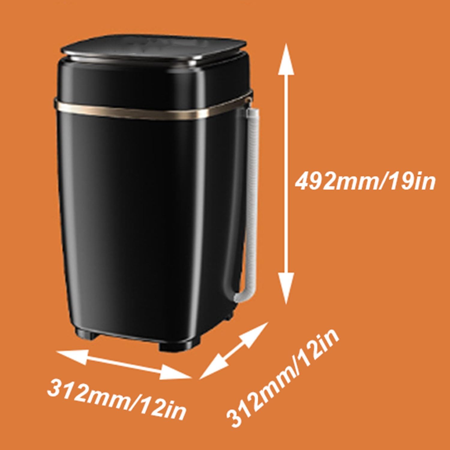 Mini Lavatrice Portatile con Lavaggio Automatico Centrifuga, Mini Lavatrice Washing Machine per Biancheria Intima, Calzini, Vestiti, Semiautomatica(Nero)