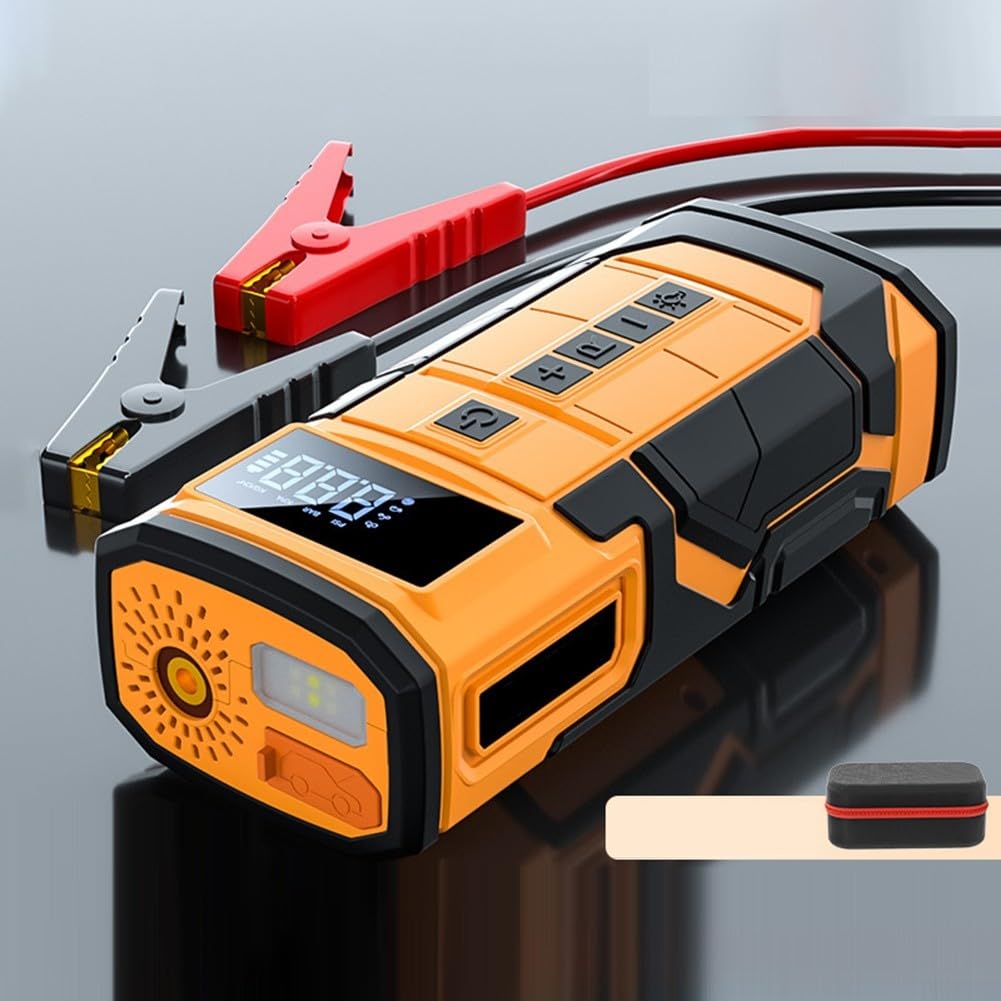 Eawfgtuw Arrancador de coche de 8000 A con bomba de aire, paquete de refuerzo de batería de 12 V, inflador de neumáticos de 150 PSI, banco de energía portátil, paquete de salto automático de