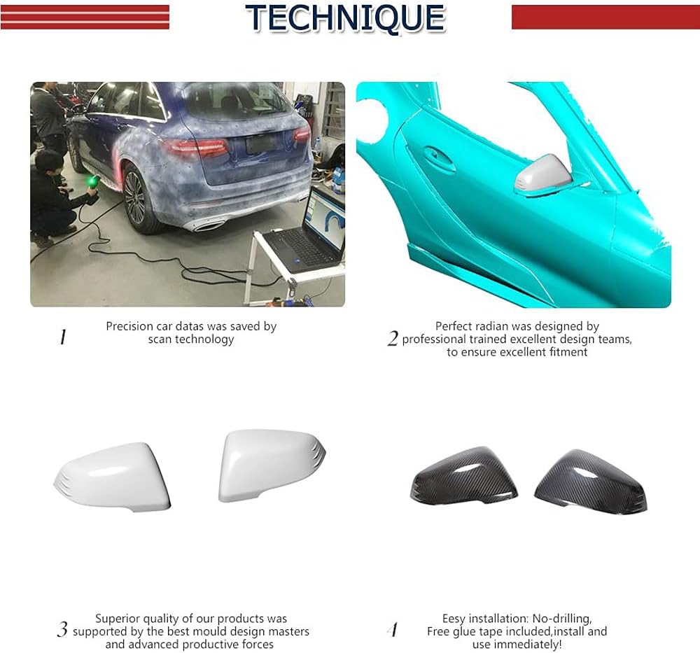 Z4 Carbon Fiber Side Mirror Covers Fits for BMW F45 F46 X1 F48 Z4 G29 2019-2020,Also Fits for 2019+ Toyota Supra Add On Style Rear View Mirror Caps