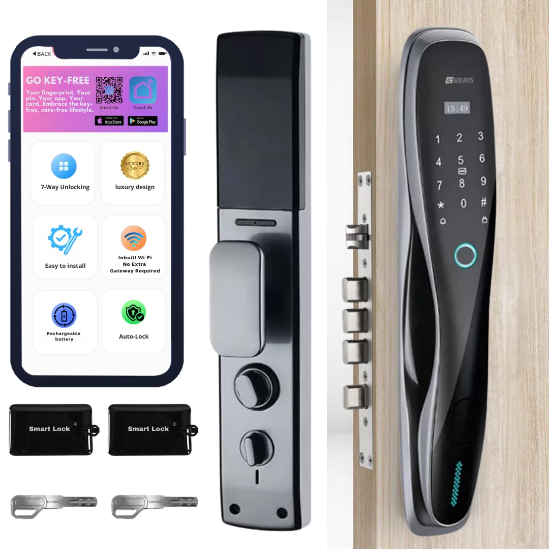 Golens X67 Smart Lock Digital Door Lock with 3D Face Recognition, LCD Display, Camera Mobile App Unlock, Fingerprint, RFID Card, PIN, Manual Key, Camera Technology| Keyless Entry (2 Year Warranty) (B0BXM51NHH) Amazon Price History, Amazon Price Tracker