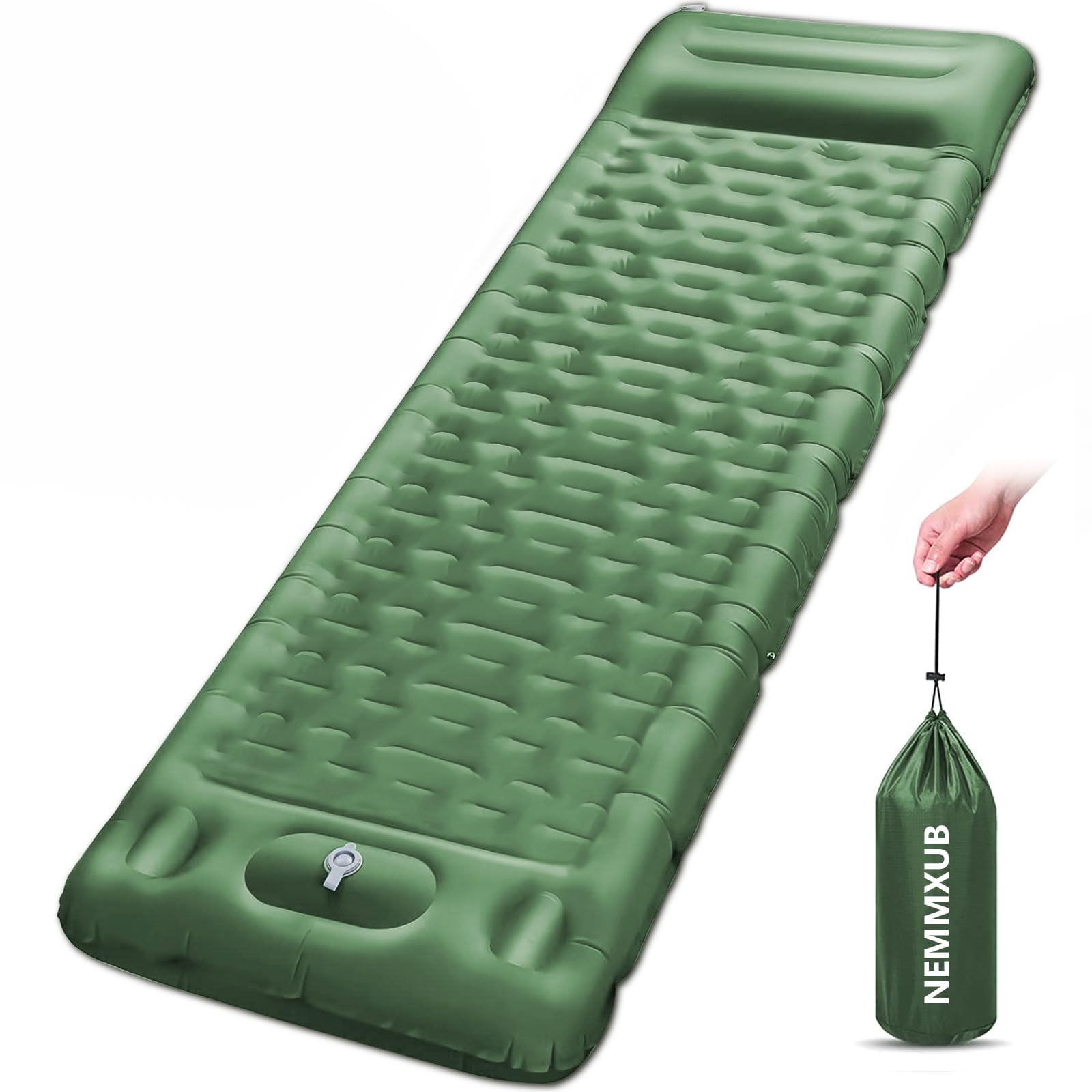 Tapis de Camping Gonflable Ultraléger avec Oreiller - Matelas Gonflable 1 Place, Matelas autogonflant de Camping, Tapis de Couchage Ultraléger avec Pompe à Pied, pour Campings, Voyage, Tente