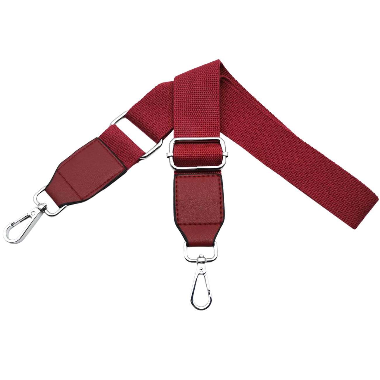 Omxyinma Bag Straps Replacement Handbag Strap Crossbody Shoulder Straps with Leather for Bags Wide 3.8 cm with Silver Hardware Buckle, for Women，Wine red, Q2-10