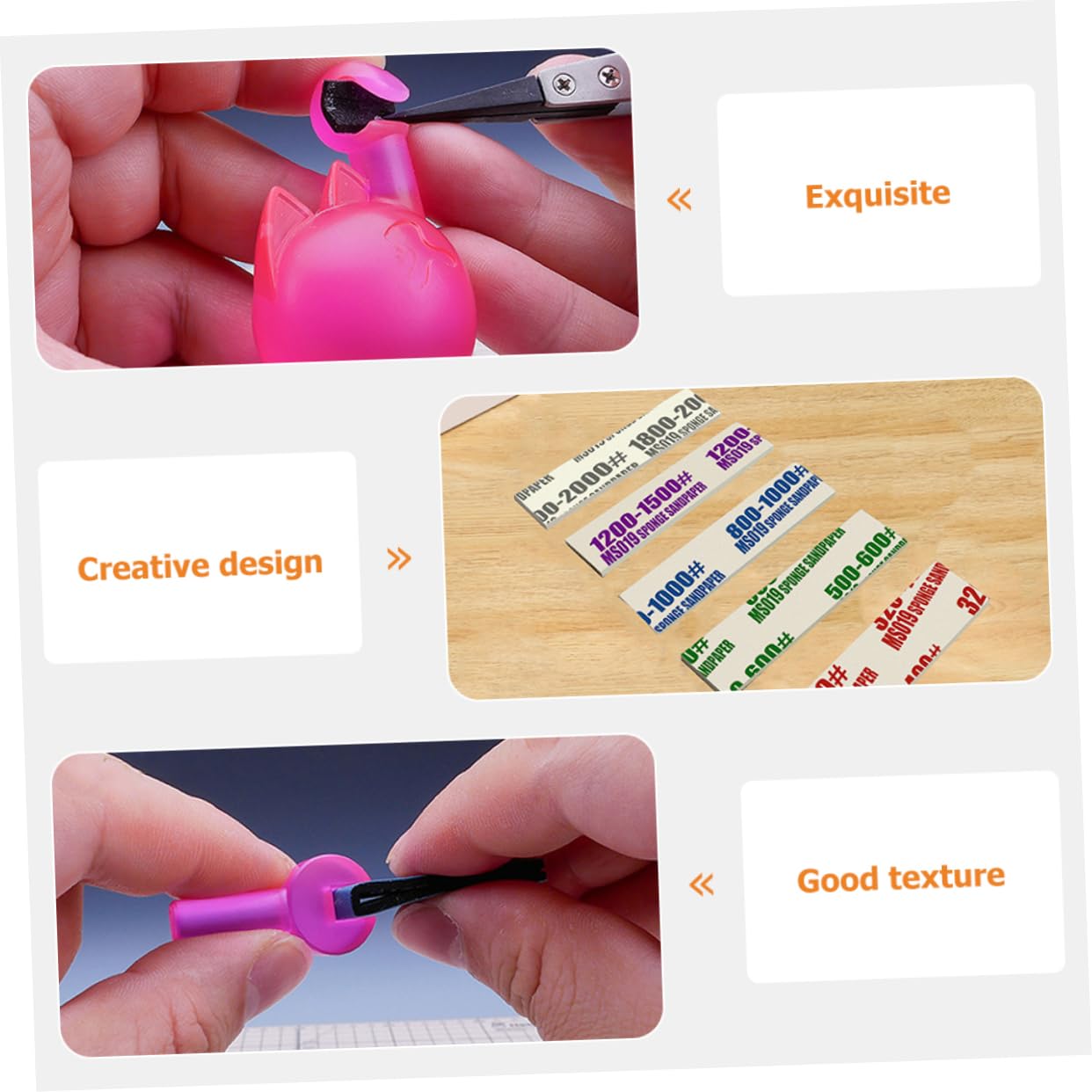 iplusmile 5 Juegos Modelo Esponja Papel De Lija Materiales para Manualidades Material para Manualidades Esponja De Lijado Modelo De Juguete Esponja De Lijado De Grano 320 50 Uds * 5