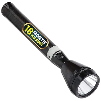 iBELL FL8336 Rechargeable Flashlight Torch, Long Beam Range, Aircraft Aluminium Body, Bright LED Light - Black
