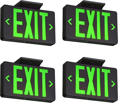 Miniatura 31 de TANLUX Señal de salida roja con carcasa negra, luz LED de salida de emergencia con batería de respaldo, certificación UL, letreros de salida Carcasa