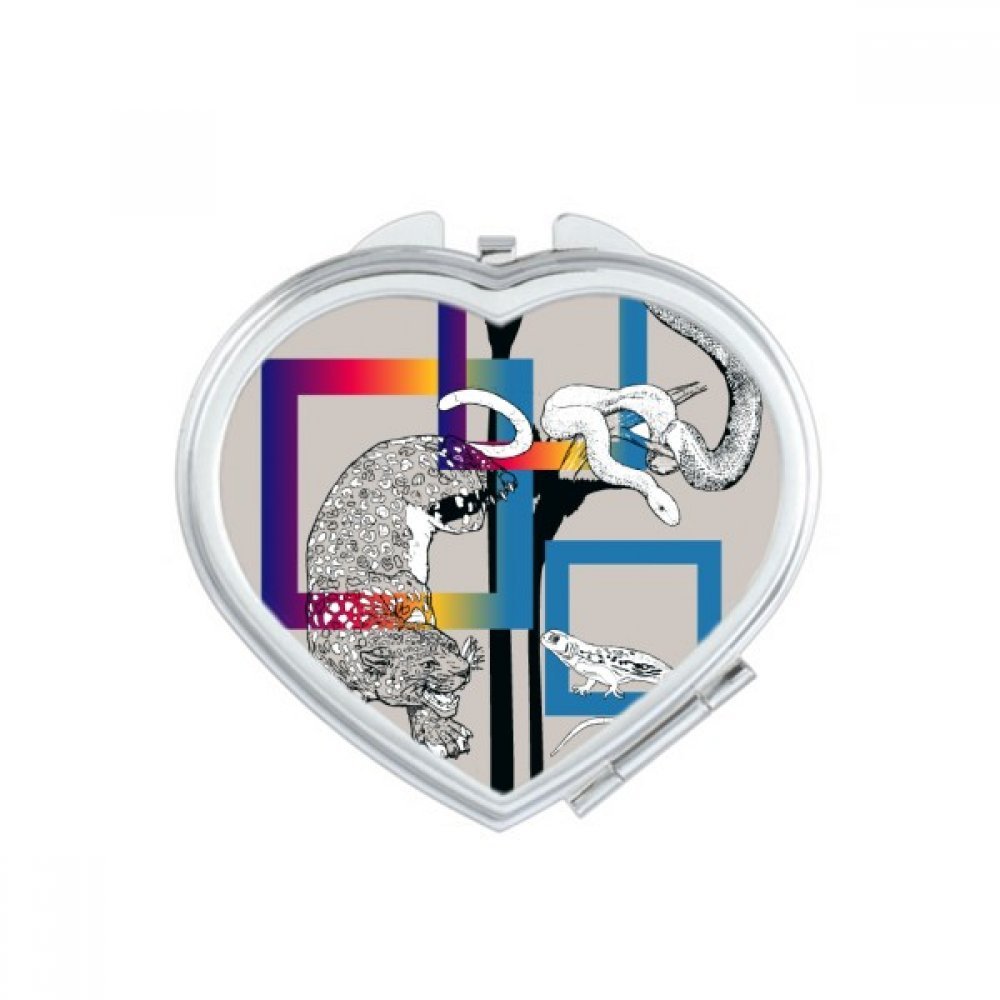 Miroir de maquillage compact animal mignon et dessin de coeur portable