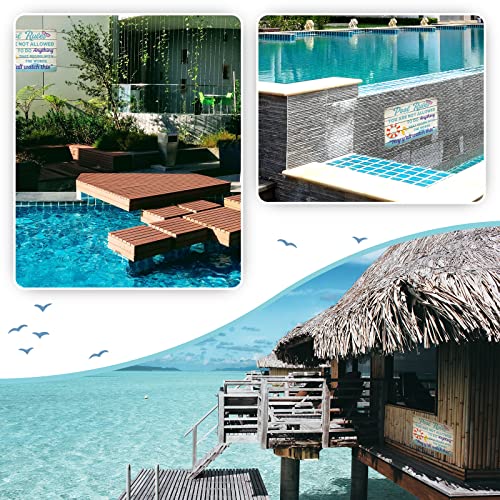 Rousen Pool Decor Sign, Pool Decorations Outdoor, Perfect For Beach, Home, Bar, Pool Deck, And Backyard Walls, Metal Sign Dimensions Are 12X8 Inch, 4 Holes For Easy Hanging - Pool Rules #TOP6