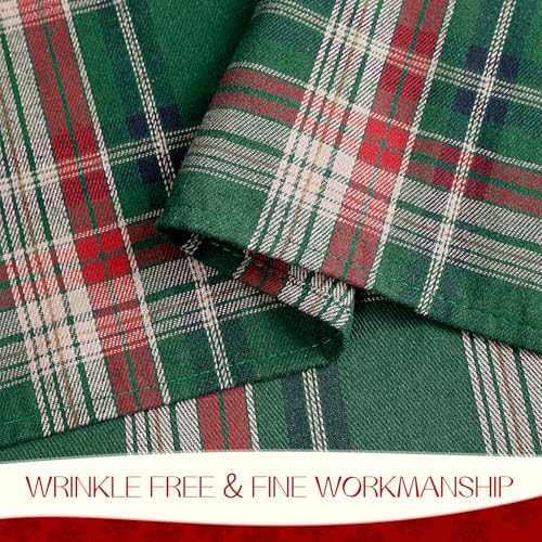 Romanstile Christmas Checkered Tablecloth Rectangle - 54 x 80 Inch - Green Buffalo Plaid Cotton Flannel Table Cloths, Xmas Winter Stain Resistant Washable Table Cover for Holiday/Party/Dining Decor – Image 5