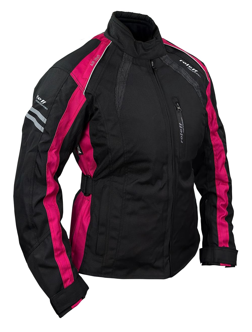 ROLEFF RO982 - Chaqueta de moto para mujer, color negro y rosa, impermeable, transpirable, con protecciones, tallas XS a 5XL, ideal para turismo y uso diario, negro / rosa, M