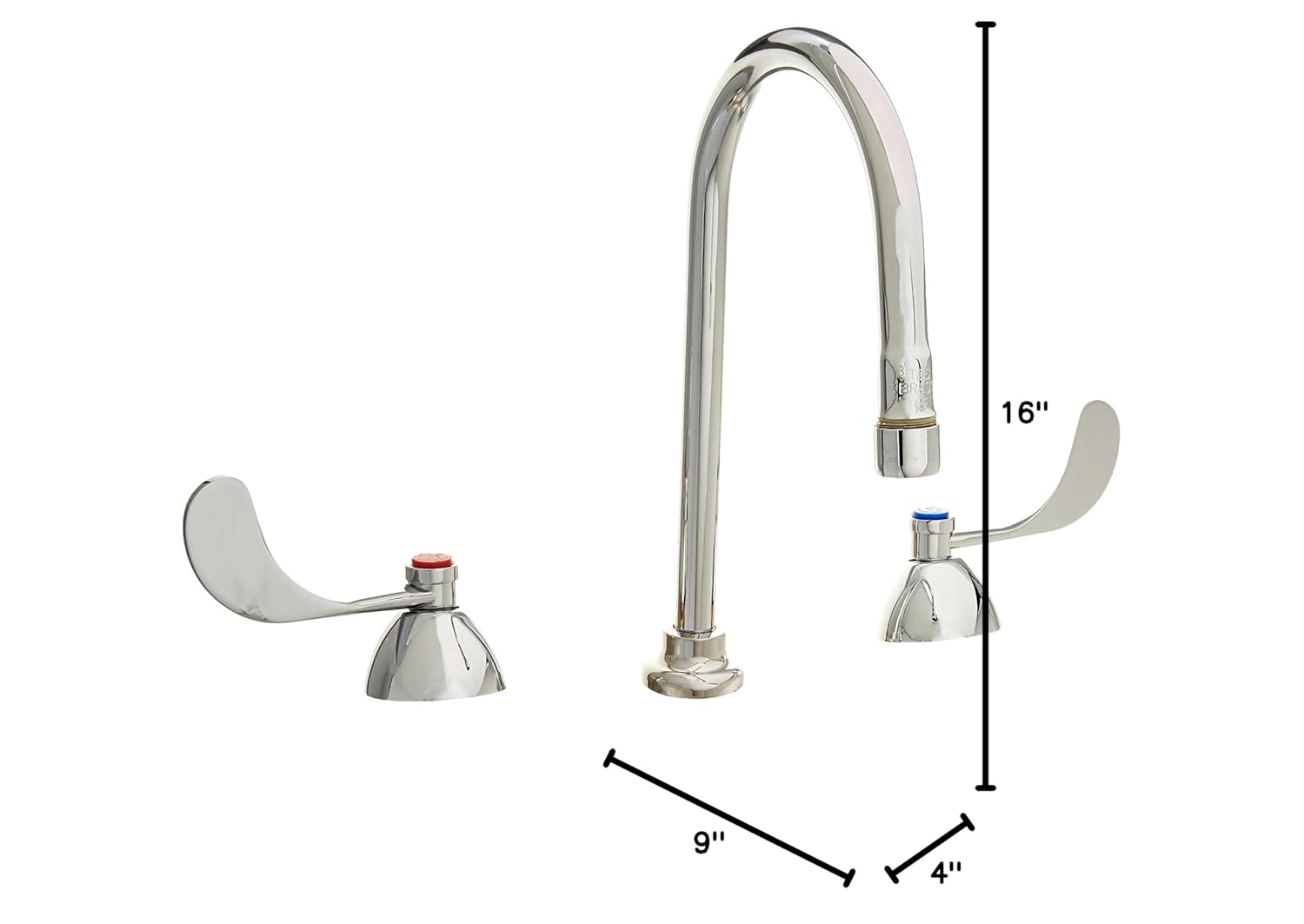 T&S Brass B-0867-04 Concealed Body 8-Inch Centers Medical Faucet with 4-Inch Wrist Handles Rigid Gooseneck Aerator