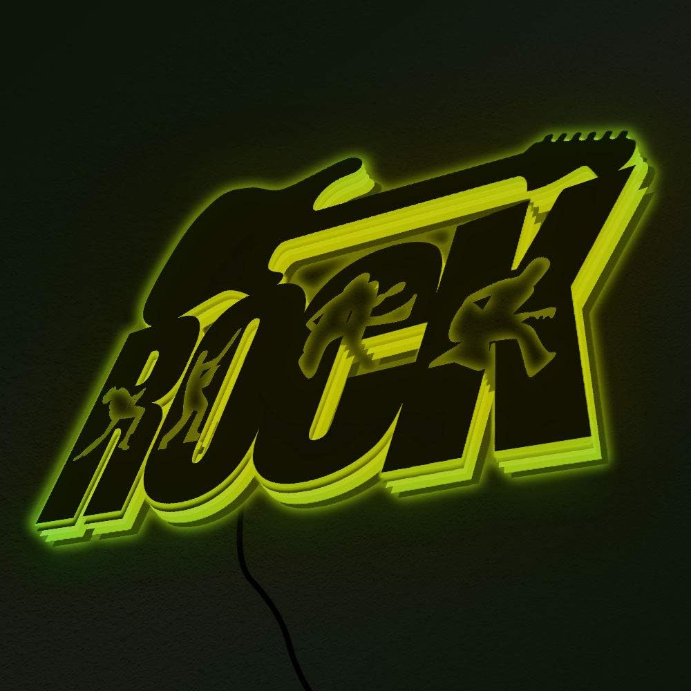 The Geeky Days Classic Rock Guitar Decorative Wall Mirror with LED Color Changing Backlight Music Band Concert Live Atmosphere LED Wall Lamp