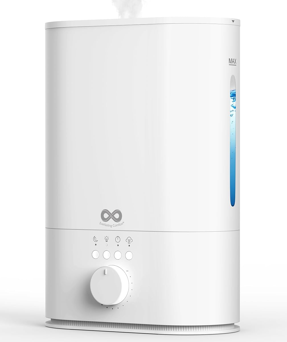 Humidificadores de 6 litros para dormitorio, silencioso, tiempo de ejecución de 50 horas, sin filtro, humidificador de niebla fría de gran tamaño, habitación grande para toda la casa, plantas, guardería para bebés, alergias, piel seca, congestión, interior
