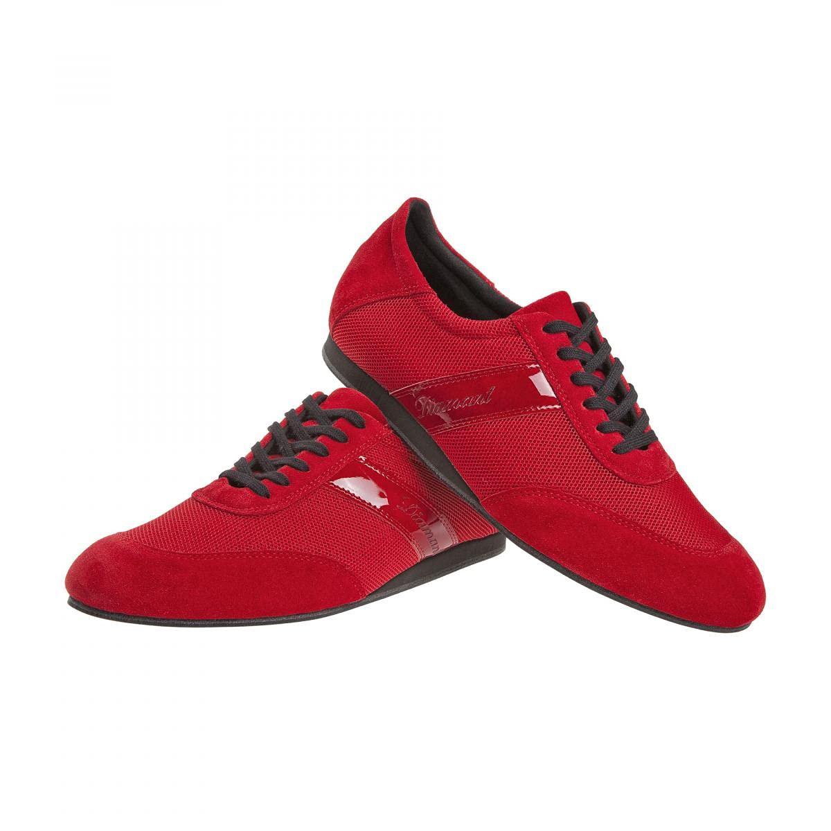 Diamant Herren Tanz Sneakers 192-425-579-V - Veloursleder/Mesh Rot - 1,5 cm Keilabsatz - VarioSpin Sohle - Made in Germany