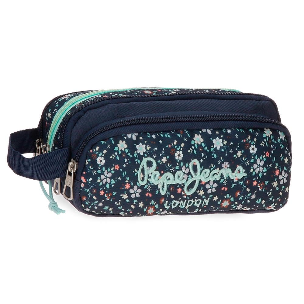 Pepe Jeans Alenka Pencil Case with Organizer Blue 22x10x11cm Polyester by Joumma Bags by Joumma Bags, Blue, Pencil Case with Organizer