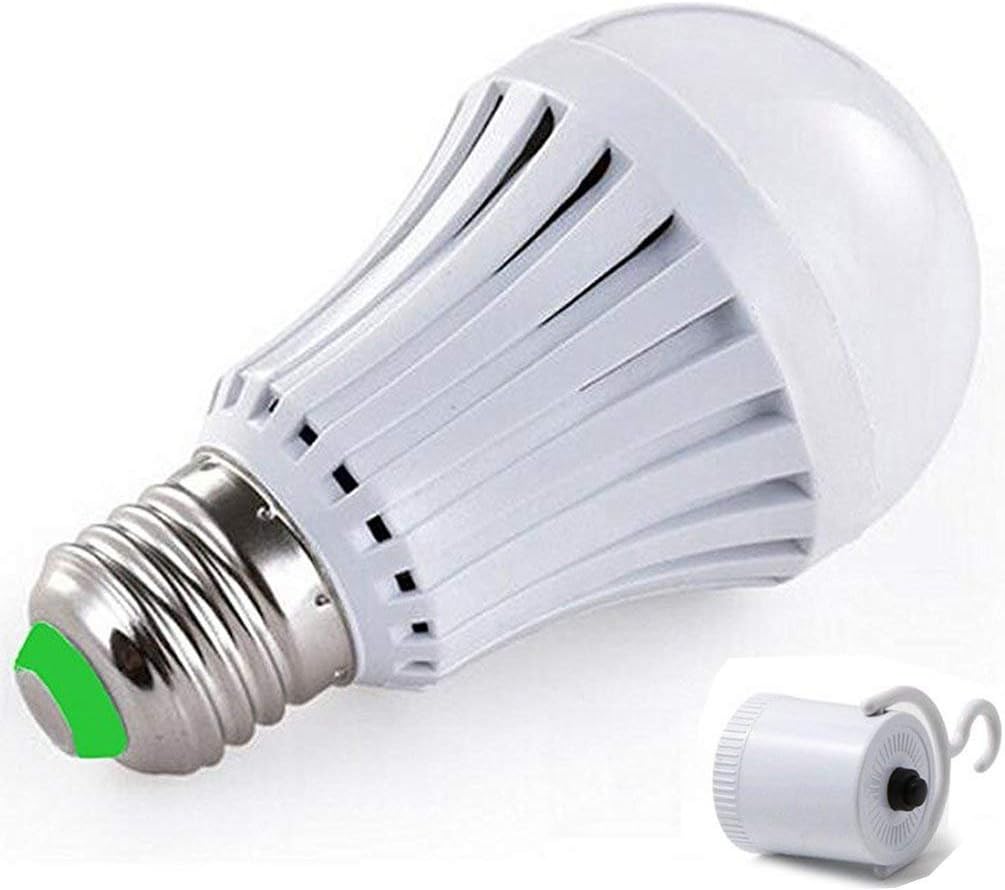 Vyaime Emergency LED Light Bulb for Rainstorm Power Outage, Rechargeable Battery Included with Lampholder Hook Camping Flashlight, 75W-Equivalent Daylight E27 E26 120V 220V 9W - 1Pack