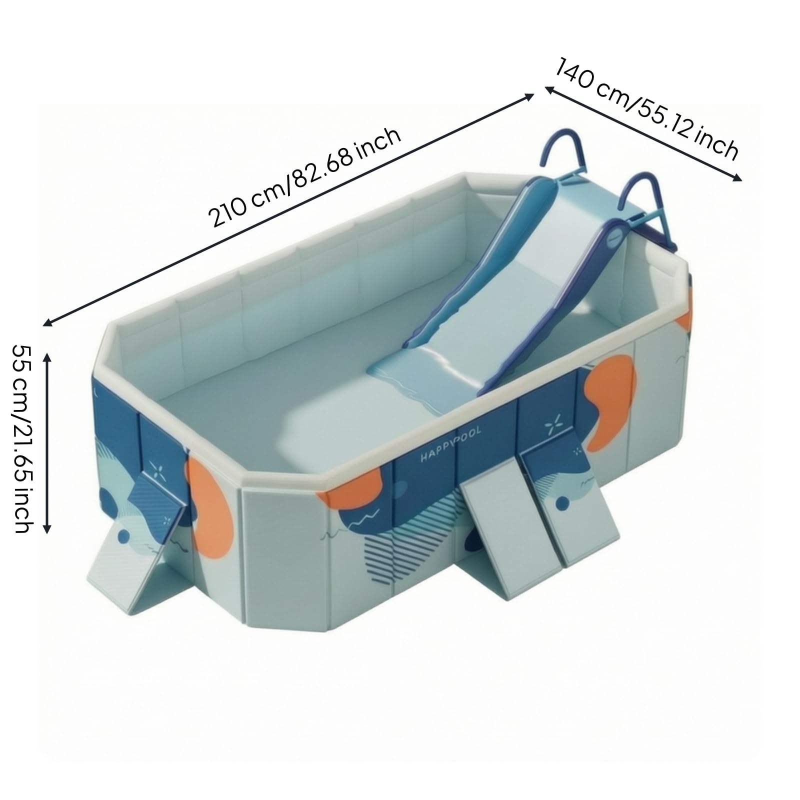 Gralara Piscina con Scivolo Non Gonfiabile Piscina Pieghevole da Esterno Vasca per Giardino