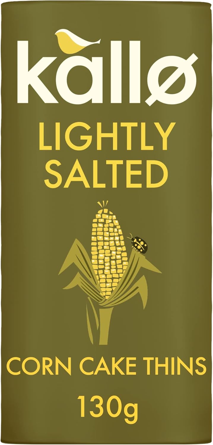 Kallo Organic Corn Cake Thins, Wholegrain Lightly Salted Slices, Low