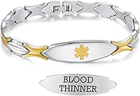 Vista 90 de LinnaLove Pulseras de alerta médica personalizadas para mujer, pulseras médicas de emergencia de acero inoxidable con grabado gratuito (7.5)