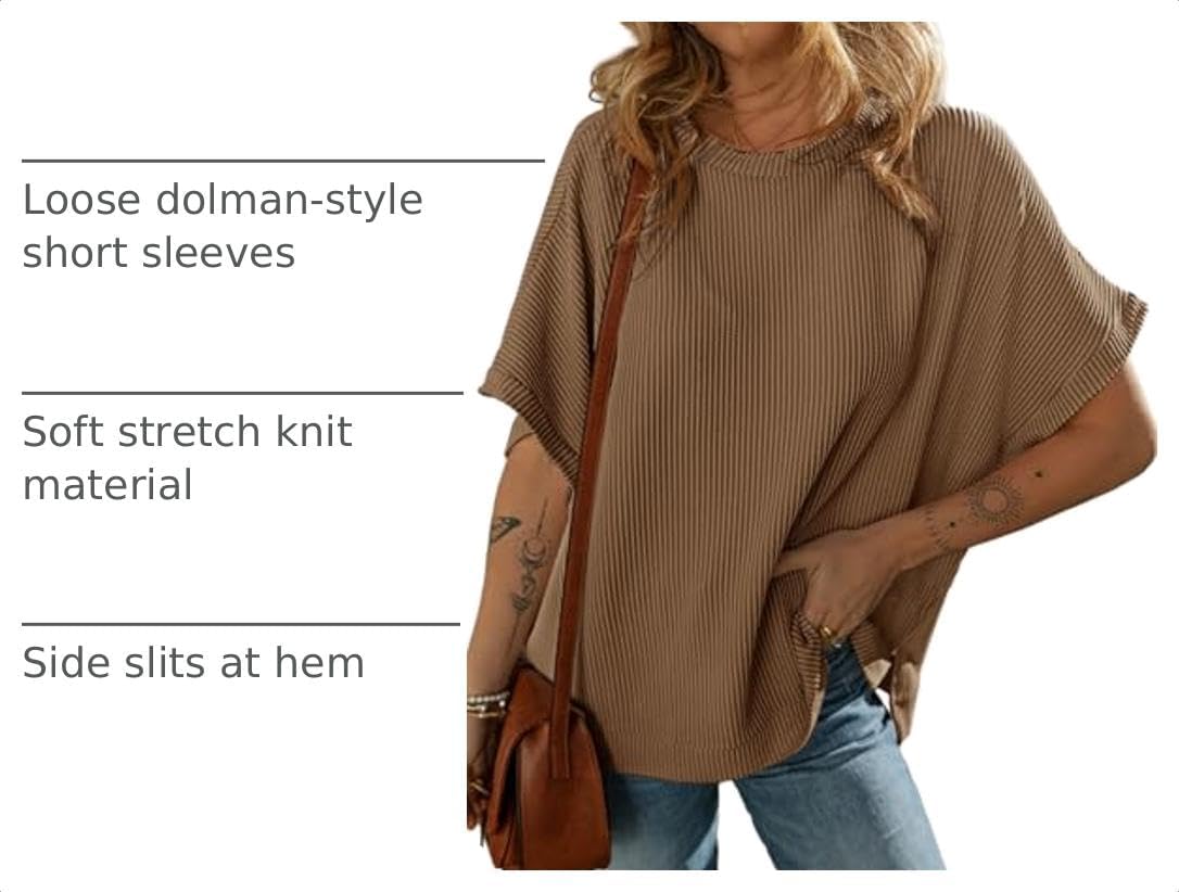 Dokotoo Women's Casual Oversized Short Sleeve Loose Tunic Tops Blouses image 4