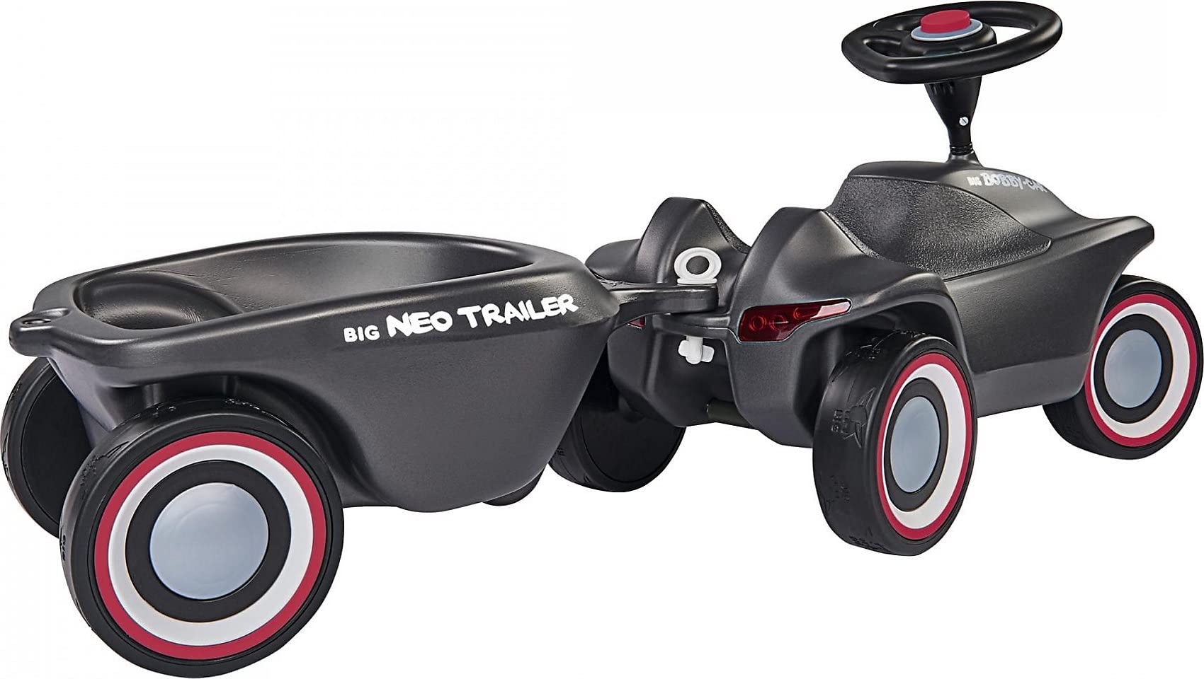 Big-Bobby-Car Neo Trailer Antrailer - Bobby Car Remolque para Interior y Exterior para Coche Big Bobby, Volumen de Carga: 3 litros, para niños a Partir de 1 año, Gris