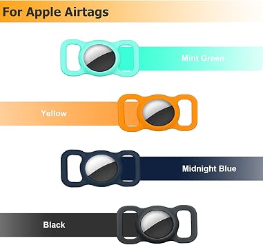 ケースカバー Apple AirTagケース対応 4パック ソフトシリコン保護ケース 紛失防止ロストロケーターエアタグ用 GPSトラッキングホルダー 犬猫 ペットの首輪 子供/高齢者用バッグ - ブラック
