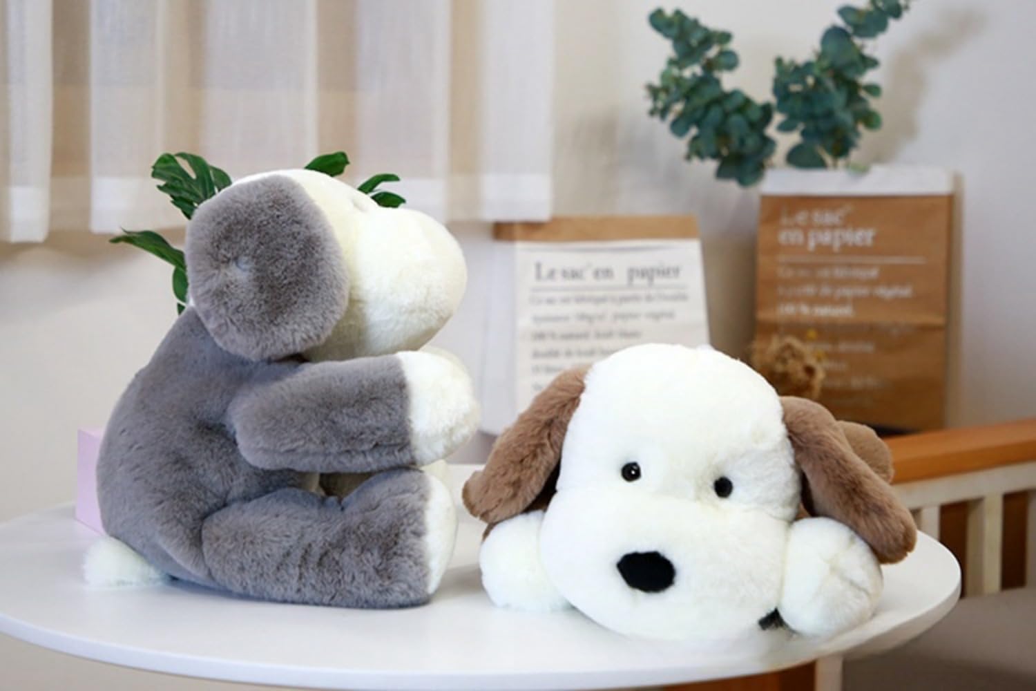 Amazon.co.jp: pisipe 縫い包み いぬ 動物 犬ぬいぐるみ 白 うつ伏せ姿
