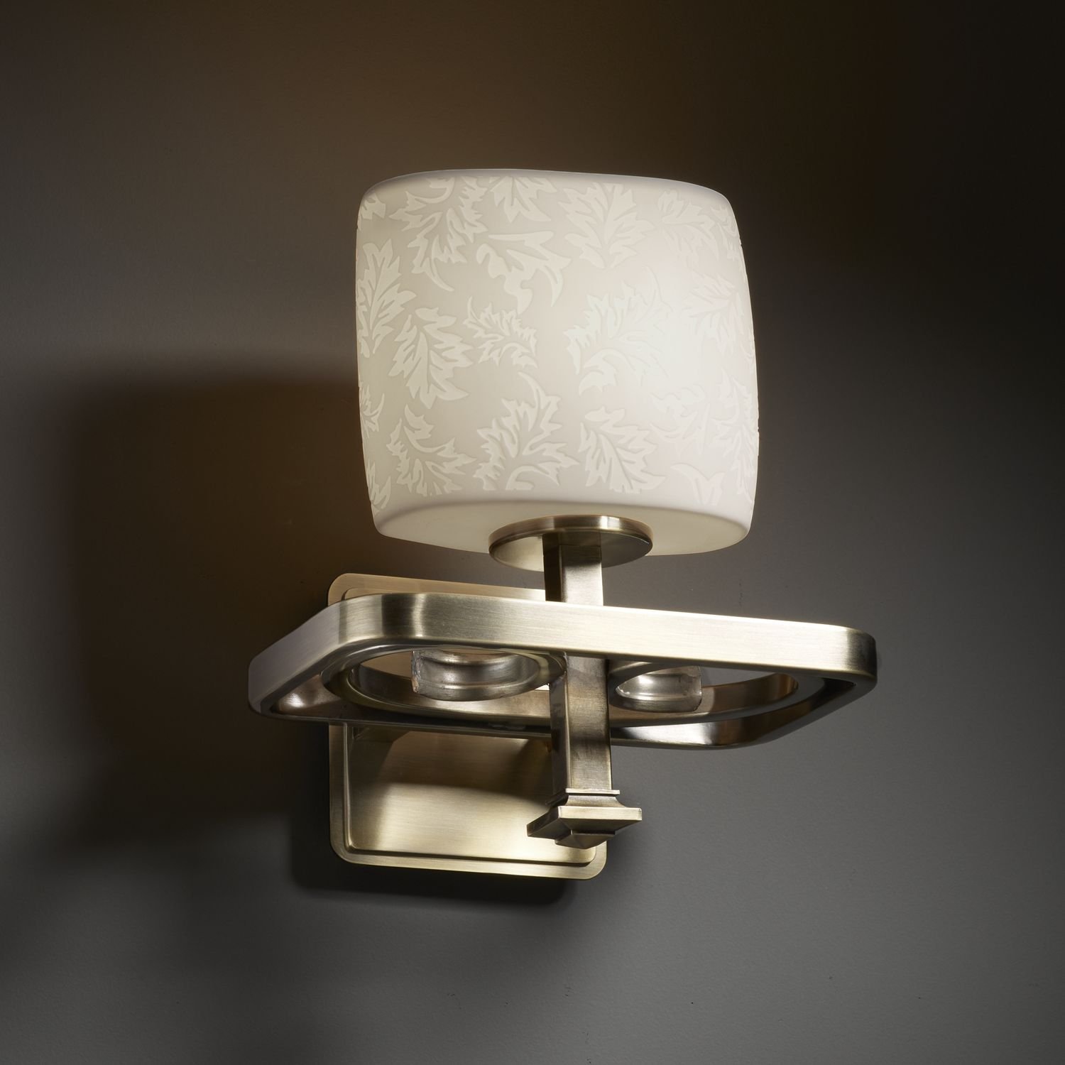 Justice Design Group Lighting POR-8561-30-LEAF-ABRS Arcadia One Light Wall  Sconce - - Amazon.com