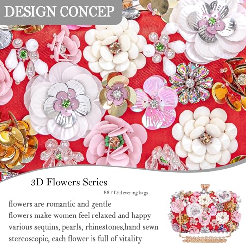 Image of BBTT.ful Women Clutches Flower Evening Handbag Chain Strap Shoulder Bag handbag Wedding bag purse