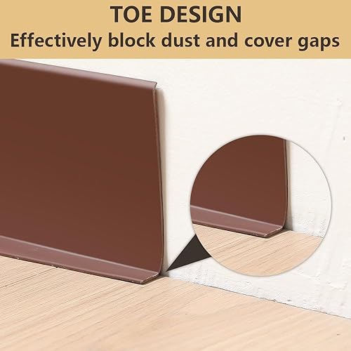 Miniatura 4 de Moldura flexible para zócalo, borde de goma para despegar y pegar, diseño autoadhesivo de vinilo para pared, 4 pulgadas de ancho x 20 pies de largo,