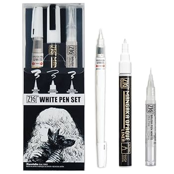 Amazon | 呉竹 ペン 筆ペン ZIG WHITE PEN SET IKTB-24/3V | 筆