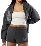 PacSun Women's Butterfly Sweat Shorts - Gray Size Small