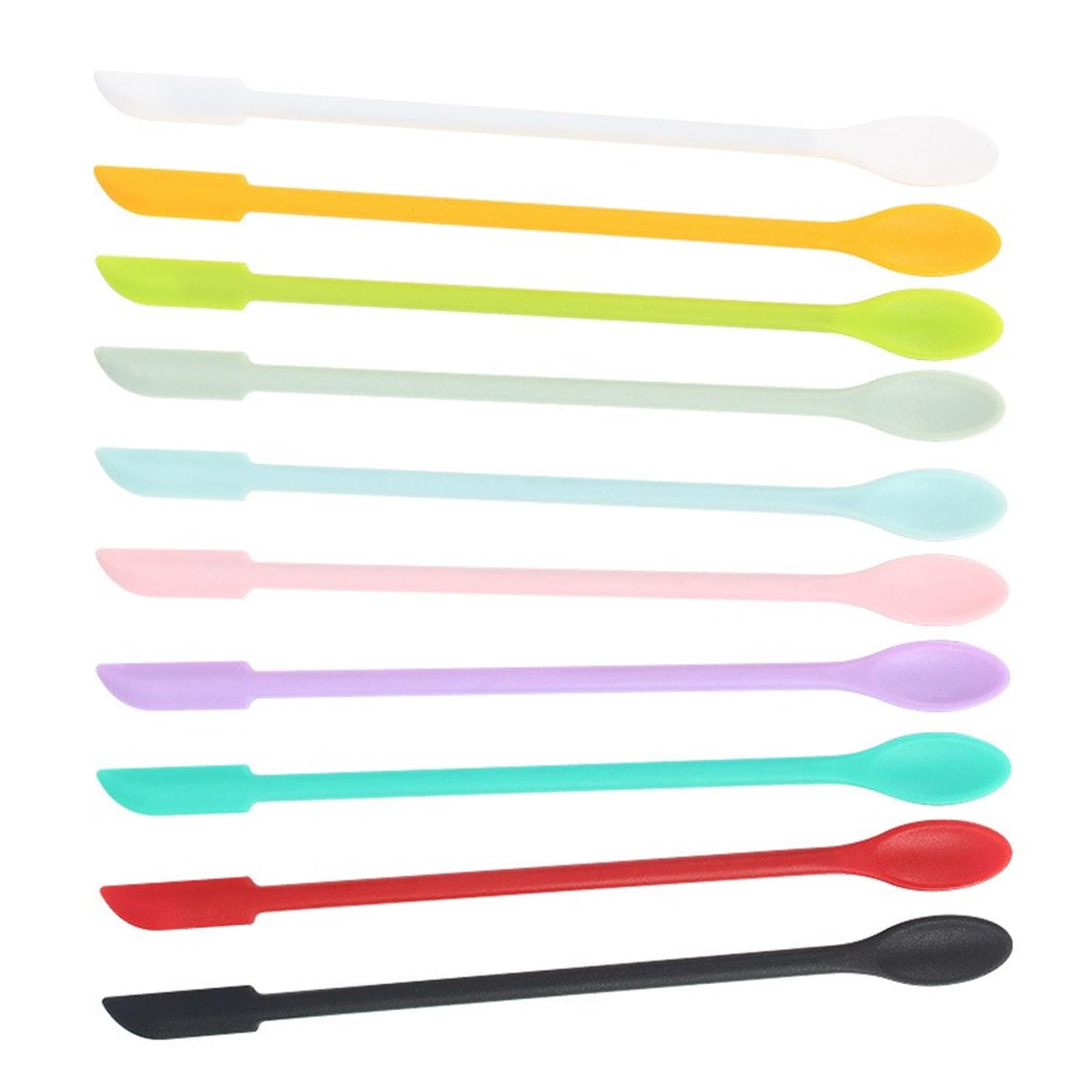 Woedpez 10 Piece Silicone Double Head Small Scoops Tool Makeup Spatulas Scrapers for Cosmetic Jars and Bottles Residues Removal Travel Makeup Spatula